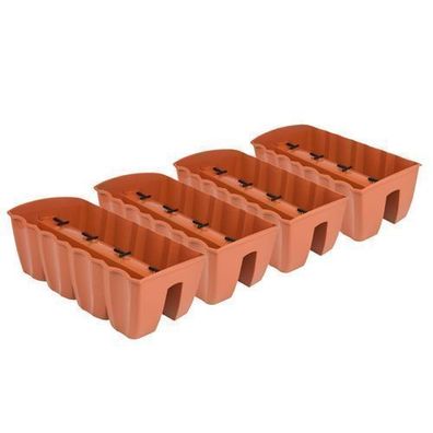 4x Blumenkasten 60cm Hängetopf Blumentopf Balkontopf Geländertopf Terrakotta