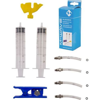 Wartungs-Set Bleedbox, M-Wave, für hydraulische Scheibenbremsen, Messingschlager,