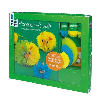 TOPP Kreativ-Set zum Sofort-Loslegen Pompon-Spaß - Lustige Bastelideen aus Wolle