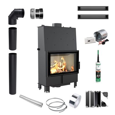 Kamin mit Wassermantel KRATKI LUCY 16kW Ø200 Set mit Türschließung