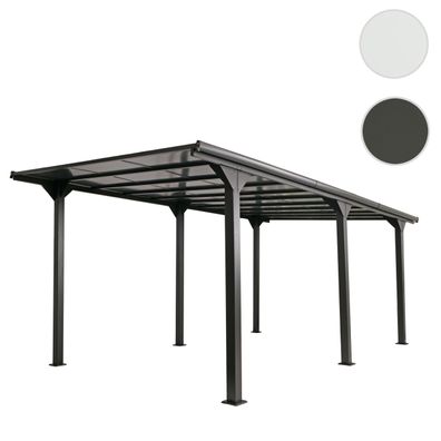 Alu-Carport HWC-O23, Autoüberdachung Garage, 10cm-Gestell Polycarbonat-Dach 3x6m