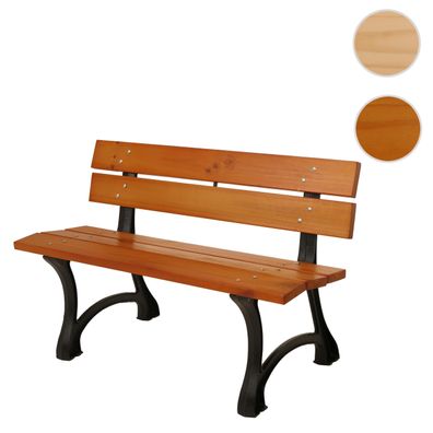 Gartenbank HWC-O20, Sitzbank Parkbank Holzbank 2-Sitzer, Gusseisen Holz Kiefer, 125cm
