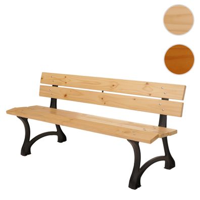 Gartenbank HWC-O20, Sitzbank Parkbank Holzbank 3-Sitzer, Gusseisen Holz Kiefer, 170cm