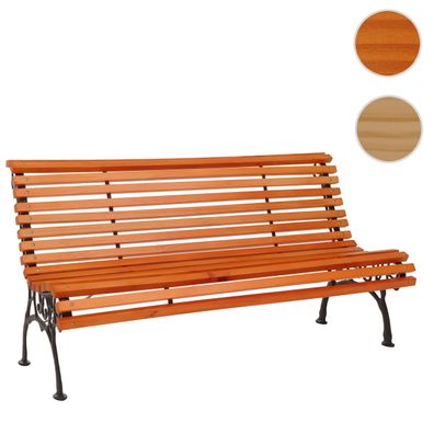 Gartenbank HWC-O24, Parkbank Holzbank 3-Sitzer, Gusseisen Holz Kiefer, 160cm