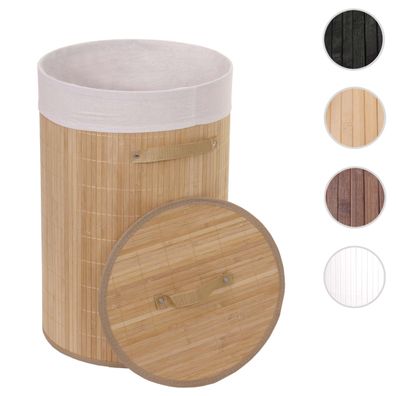 Wäschekorb HWC-C21, Laundry Wäschesammler Wäschetonne, Bambus rund 59x35cm 50l