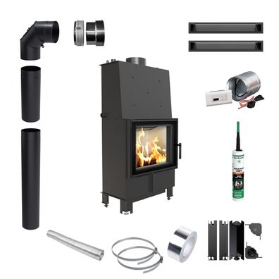 Kamin mit Wassermantel KRATKI LUCY 12kW Ø200 Montageset mit Schließung