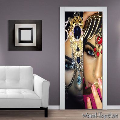 Türtapeten Selbstklebende Wandbild Tür Poster Indischhe Schönheit 1382