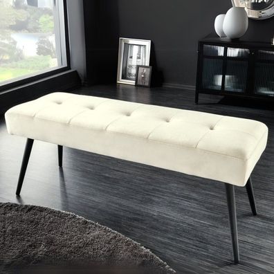 Moderne Sitzbank BELLE 100cm champagner Samt schwarzes Gestell