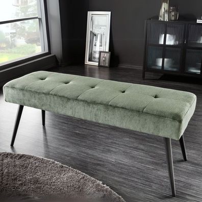 Moderne Sitzbank BELLE 100cm grün Cord schwarzes Gestell