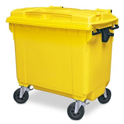 BRB Müllcontainer, 660 Liter, nach EN 840-6, BxTxH 1265x775x1165 mm, PE-HD, gelb