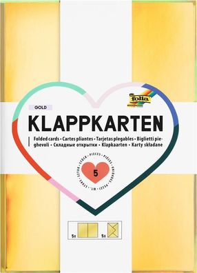 Klappkarten gold metallic inkl. Kuverts, 10,5 x 15 cm, 5er Set