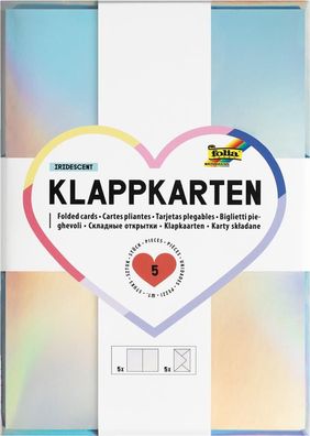 Klappkarten irisierend inkl. Kuverts, 10,5 x 15 cm, 5er Set