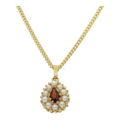 Granatanhänger 333/000 Gelbgold Akoyazuchtperle, Second Hand, 25321295