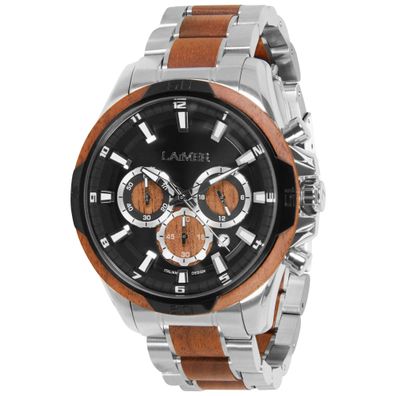 LAiMER Uhr für Herren Ned 0195 Nussholz, Edelstahl, Schwarz, Quarz