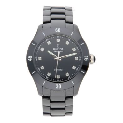 Festina Ceramic Uhr für Damen F20723/2 Quarz, Schwarz, Schmucksteine