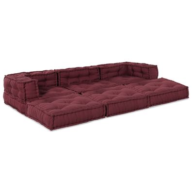 vidaXL Modular Poufs 3er Set Burgunderrotes Gewebe