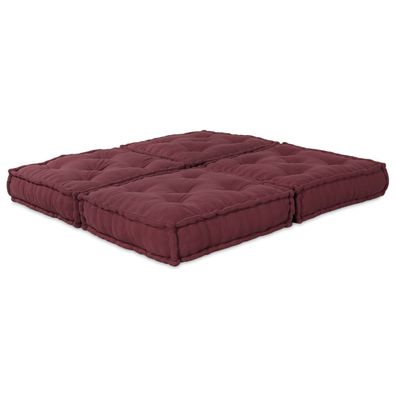 vidaXL Modular Poufs 2er Set in Burgunderrot aus Stoff