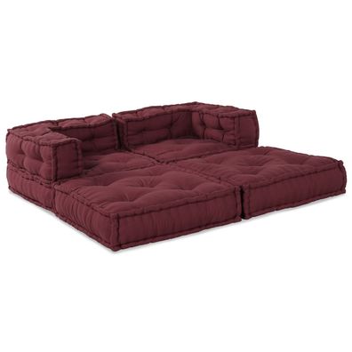 vidaXL Modular Pouffes 2er Set aus burgunderrotem Stoff