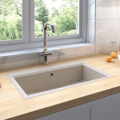 vidaXL Küchenspüle Beige 790x500x193 mm Granit