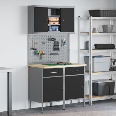 vidaXL Werktschrank Set Set aus 5 Schwarz Stahl Standard