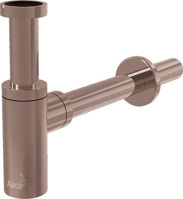 AlcaDrain Design Siphon 1 1/4" rund, Ganzmetall Rotgold matt gebürstet