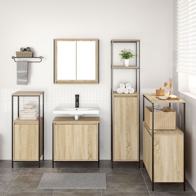 vidaXL 5-tlg. Badmöbel-Set Sonoma Eiche Holzwerkstoff