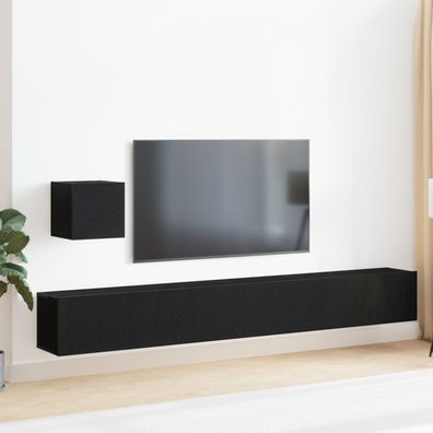 vidaXL 4-teiliges TV-Schrank-Set Schwarz Eiche Holzwerkstoff