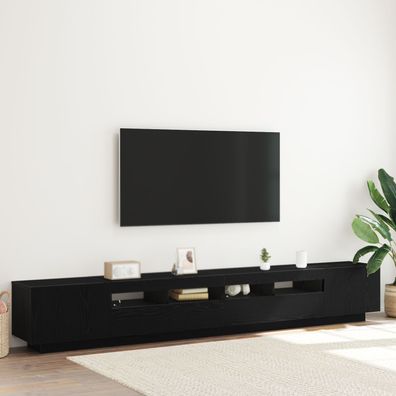 vidaXL TV-Schrank mit LED-Leuchten, schwarz, Eiche, 260x35x40 cm, Holzwerkstoff