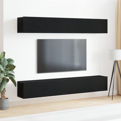 vidaXL 4-teiliges TV-Schranksystem Wandmontage Schwarz Eiche
