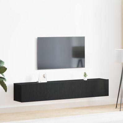 vidaXL 2-teiliges TV-Schrank-Set Schwarzes Holzwerkstoff