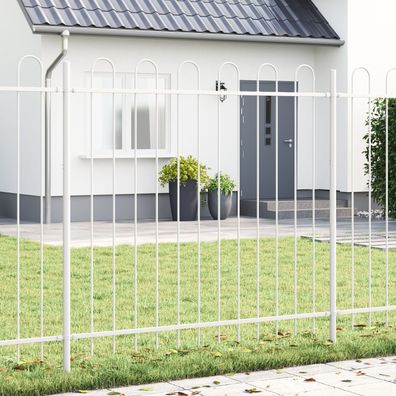 vidaXL Gartenzaun mit Bogenoberteil Weiß 3,4x1,5 m Stahl