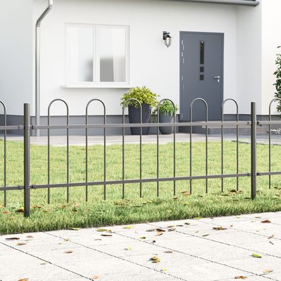 vidaXL Gartenzaun mit Bogenoberseite in Grau, 5,1x0,6 m aus Stahl