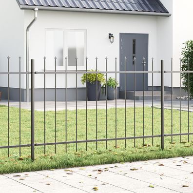 vidaXL Gartenzaun mit Spear Top - Grau, 6.8 x 1.2 m, Stahl