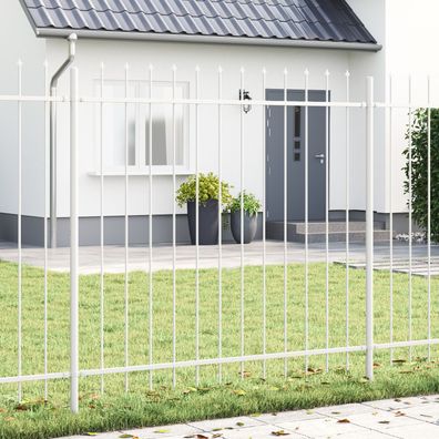 vidaXL Gartenzaun mit Speerkrone Weiß 6,8x1,5 m Stahl