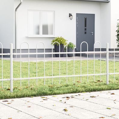 vidaXL Gartenzaun mit Bogenoberseite Weiß 6,8x0,6 m aus Stahl