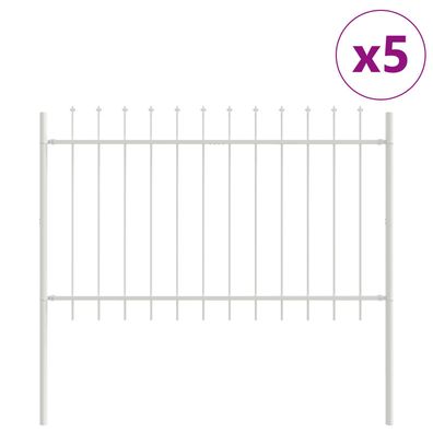 vidaXL Gartenzaun mit Speeroberkante weiß 8,5x0,8 m aus Stahl