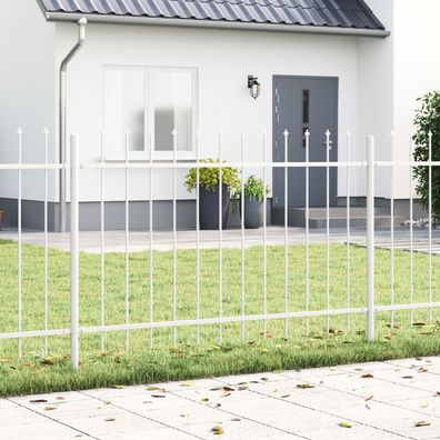 vidaXL Gartenzaun mit Speeroberseite Weiß 8,5x1 m Stahl