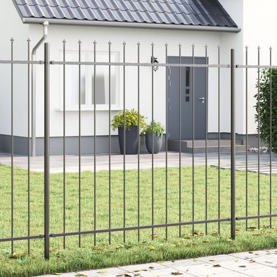 vidaXL Gartenzaun mit Spitzen Grau 10,2x1,5 m aus Stahl