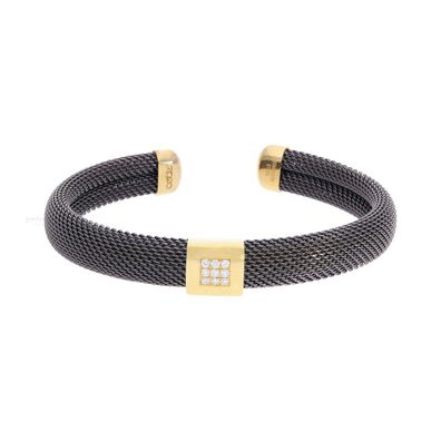 Cédé Armreif Edelstahl mit Gold und Brillanten 0-6840-6493DB