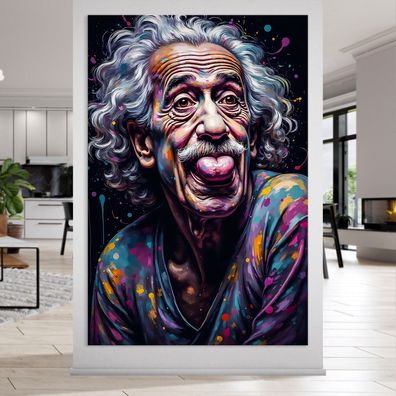 Albert Einstein Kunst Bild in Farben, Wandbild Leinwand, Acrylglas oder Poster Nr5