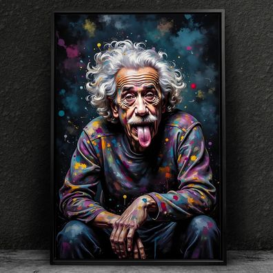 Albert Einstein Kunst Bild in Farben, Wandbild Leinwand, Acrylglas oder Poster Nr7