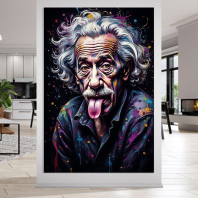Albert Einstein Kunst Bild in Farben, Wandbild Leinwand, Acrylglas oder Poster Nr10