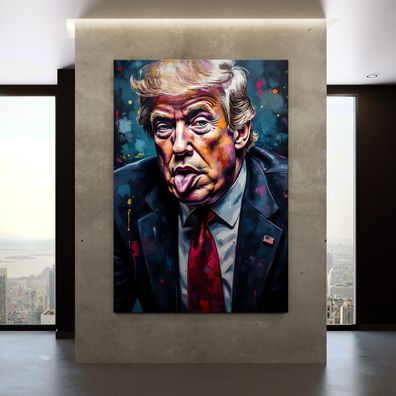 Bunte Präsident Donald Trump Wandbild Acrylglas, Leinwand, Poster Kunst Art Deko Nr21