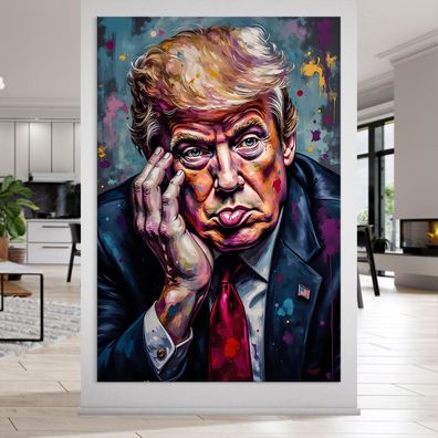 Bunte Präsident Donald Trump Wandbild Acrylglas, Leinwand, Poster Kunst Art Deko Nr22