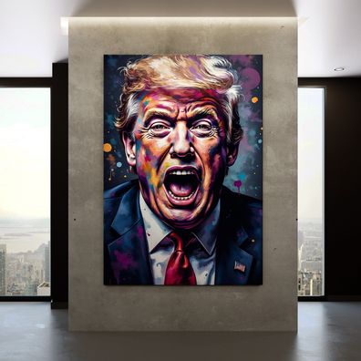 Bunte Präsident Donald Trump Wandbild Acrylglas, Leinwand, Poster Kunst Art Deko Nr23