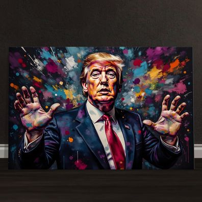 Bunte Präsident Donald Trump Wandbild Acrylglas, Leinwand, Poster Kunst Art Deko Nr30