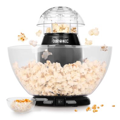 Duronic POP50 BK Popcornmaschine Heißluft 1200W fettfrei 50g Mais Messbecher