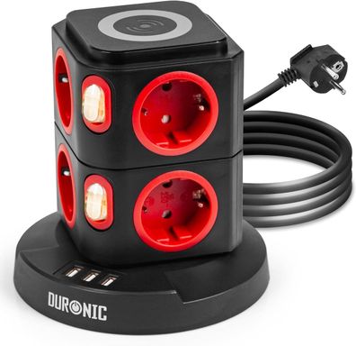 Duronic ET8W Mehrfachsteckdose 8-Fach, USB, Wireless Charging, Spannungsschutz