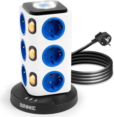 Duronic ET12L Mehrfachsteckdose 12-Fach, USB, Nachtlicht, Überspannungsschutz