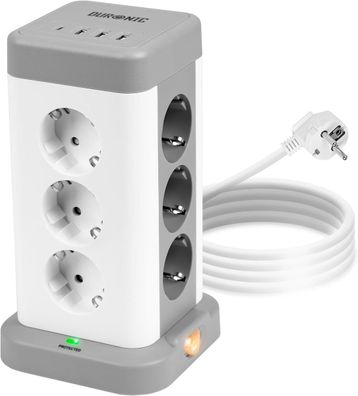 Duronic ET12C Mehrfachsteckdose 12-Fach, USB A+C, Überspannungsschutz